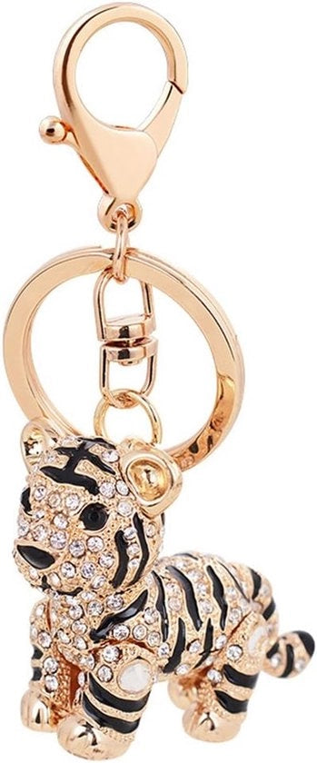 Sleutelhanger a forma di Tigre - Charme per Chiave in Metallo - Bianco - 1 pezzo - 10,5 cm