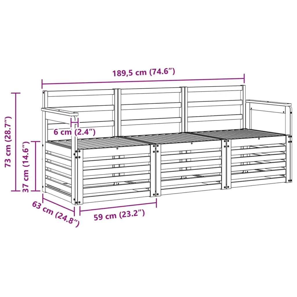 Set divani Legno di Acacia Massello 3391299