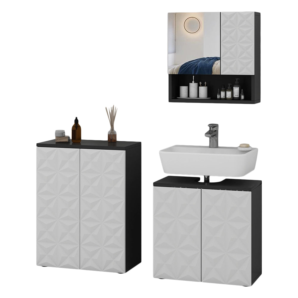 Vicco Set di mobili da bagno Nero 3 parti