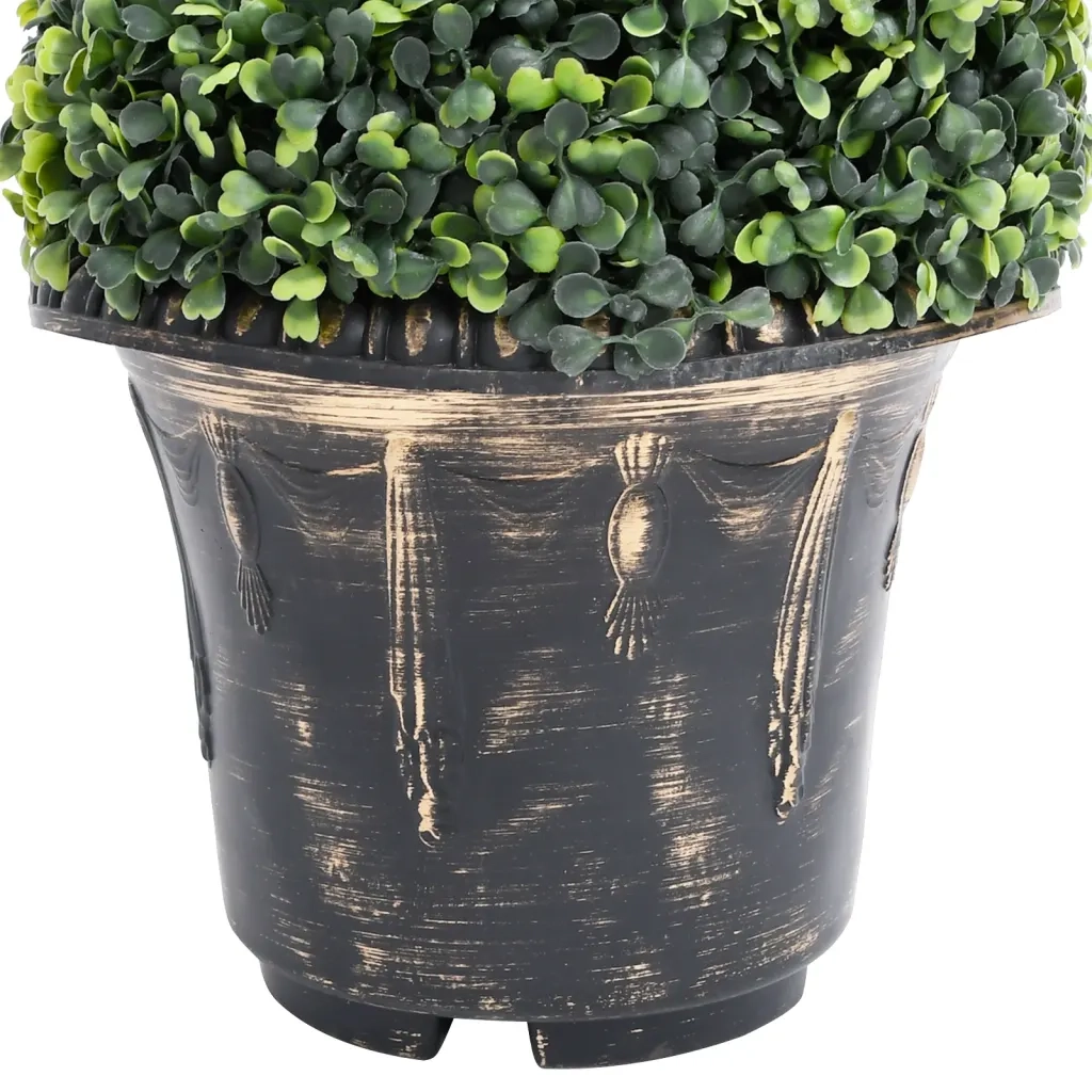 Pianta di Bosso Artificiale a Spirale con Vaso Verde 89 cm 336506