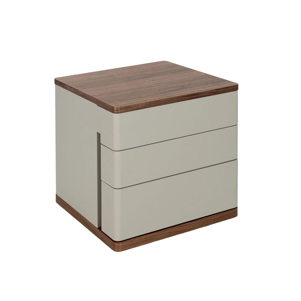 Comodino in legno grigio e noce
