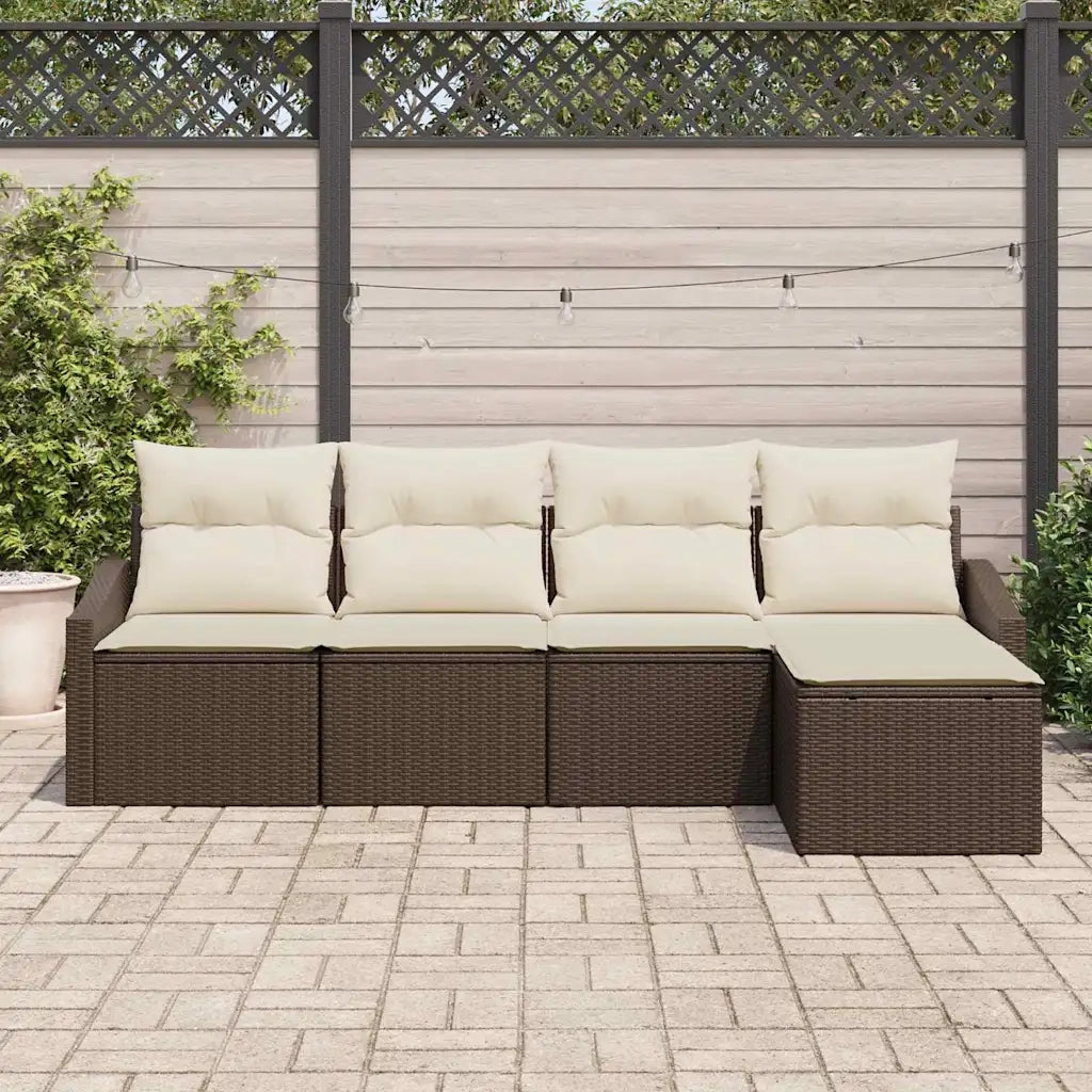 Set di divani con cuscino 5 pcs Marrone polyrattan 3346678