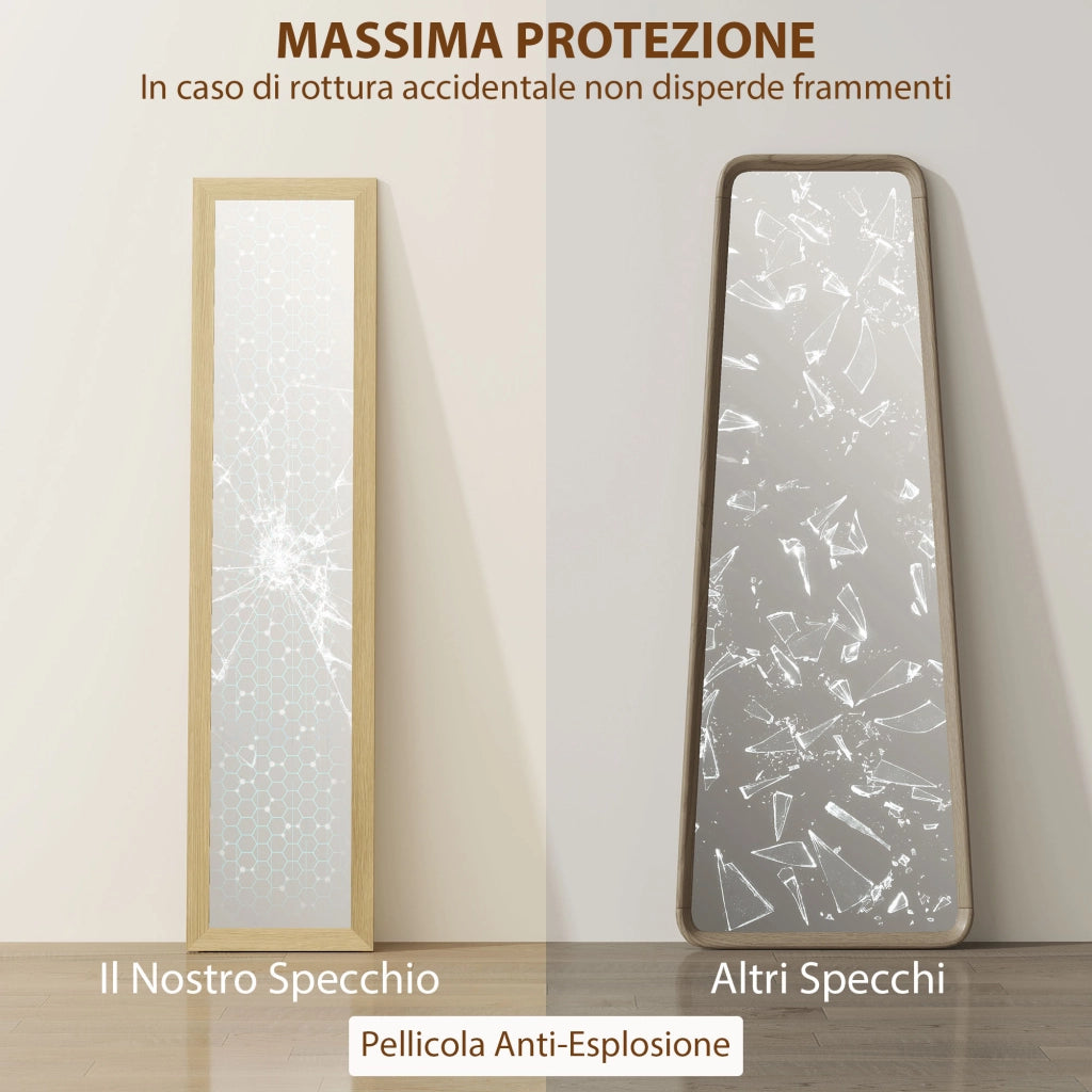 Specchio da Parete o Terra ¨C Xylo ¨C Cornice MDF Quercia 37x40x155 cm