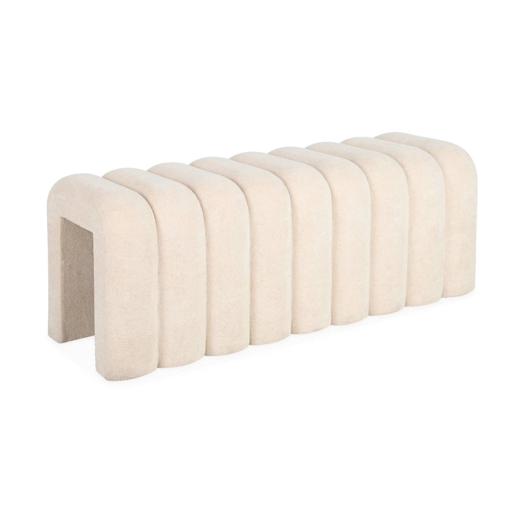Panca, fine letto contemporaneo tessuto, beige