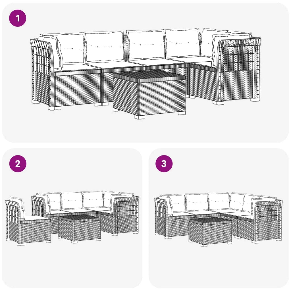 Divano da Giardino 5 Posti con Cuscini Stile Rattan PP Marrone 3444090