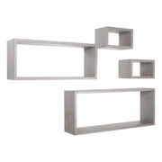 Set 4 Mensole da Muro, Pensile Bagno, Mensola Parete, Rovere Grigio Nuovo, 75x30 p15,5 cm, 60x25 p15,5 cm e 2 da 25x15 p15,5 cm - Merlino