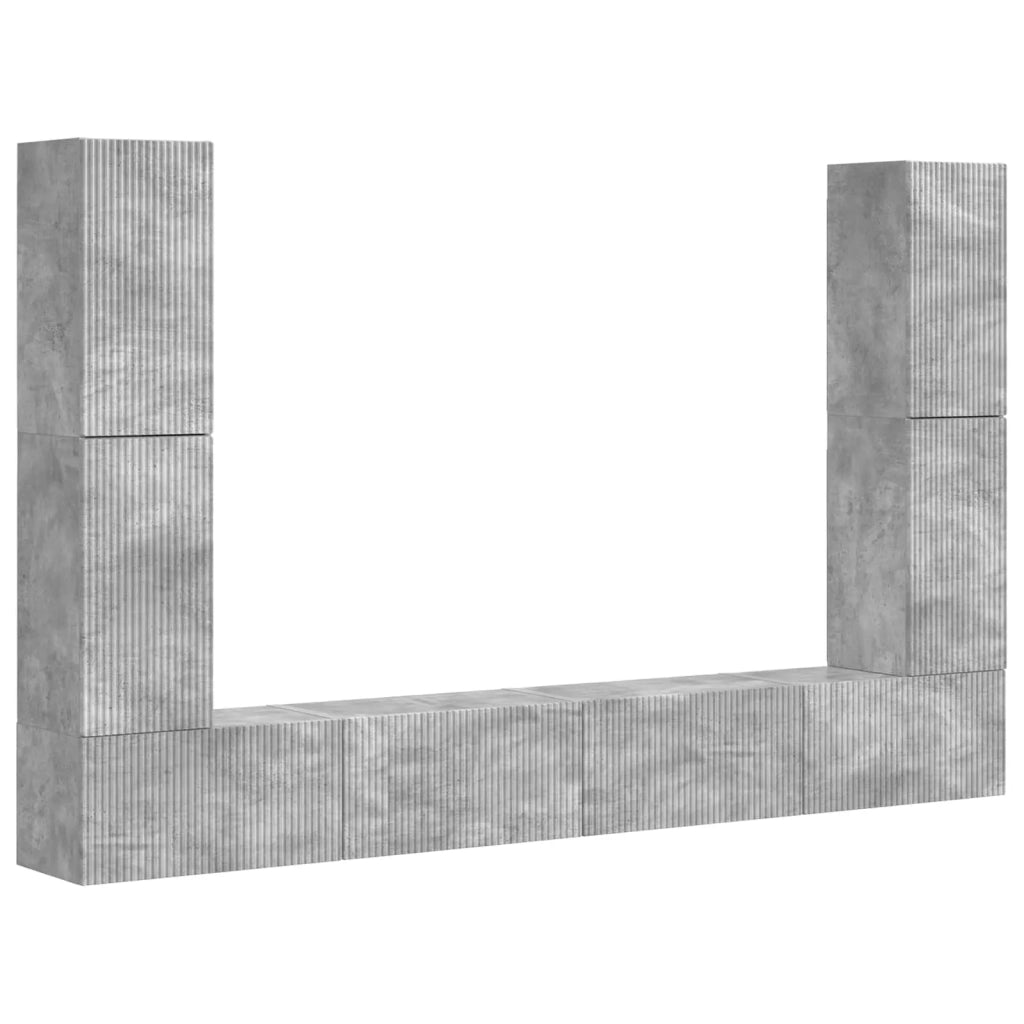 Set mobile TV 8 pcs Grigio cemento Legno multistrato 3409135