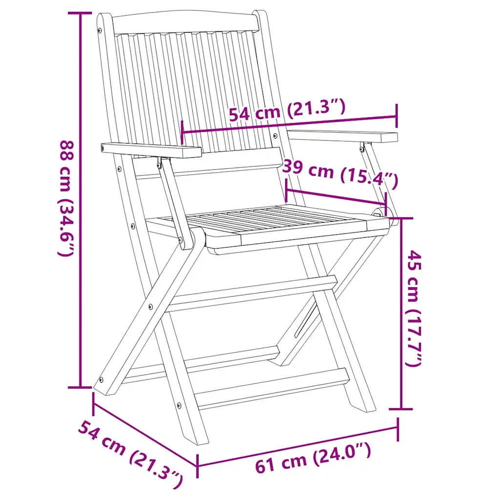 Sedie Giardino Pieghevoli 2 pz | Sedie da Esterno 54x61x88 cm Massello Acacia