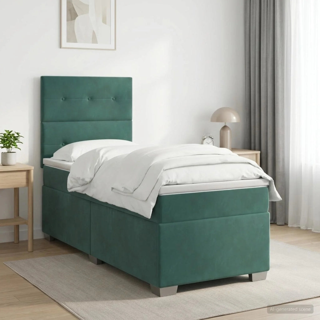 Letto box spring con materasso Verde Scuro 90 x 190 cm Velluto 3455015