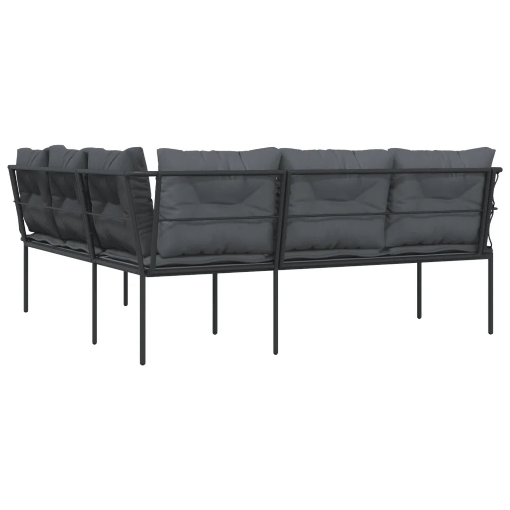 Divano Giardino con Cuscini Forma a L-Sofa da Giardino-Divanetto da esterno Nero Acciaio e Textilene 514957
