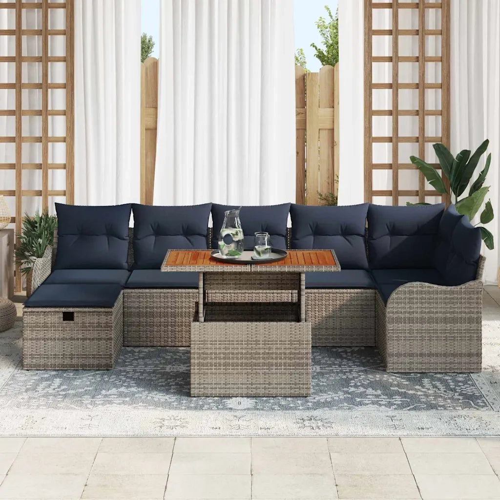 Set Divano da Giardino 8 pz Grigio polyrattan 3359951