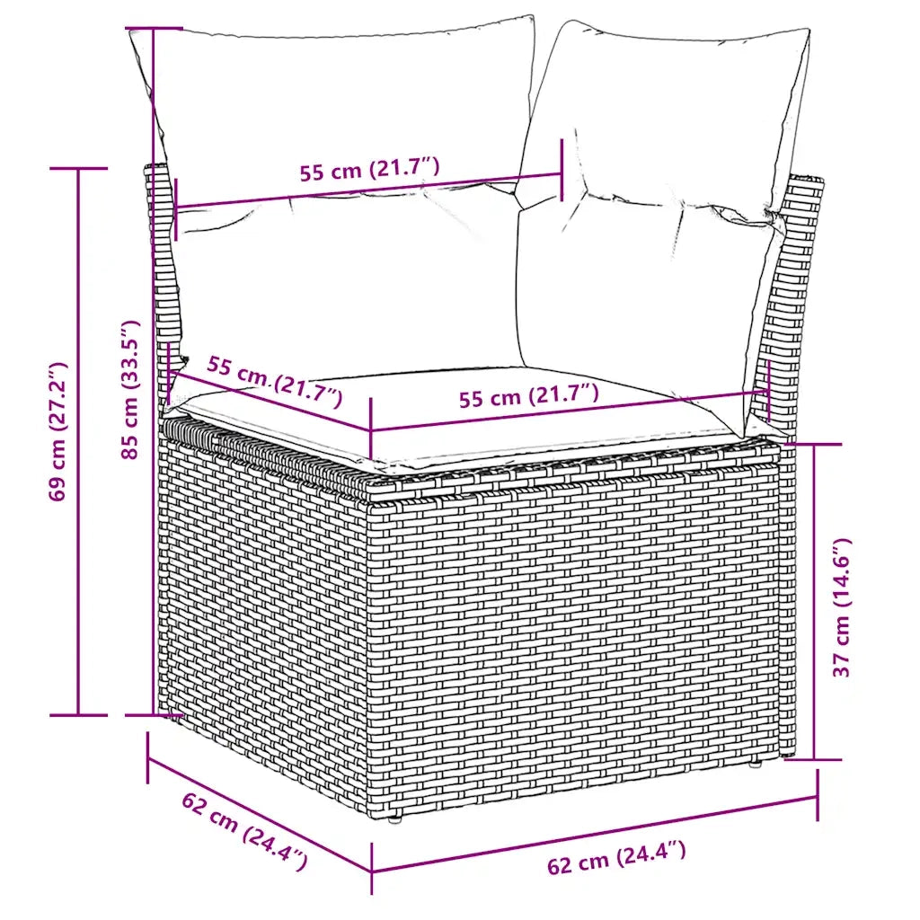 Set Divani da Giardino 7pz con Cuscini Grigio Chiaro Polyrattan 3217692