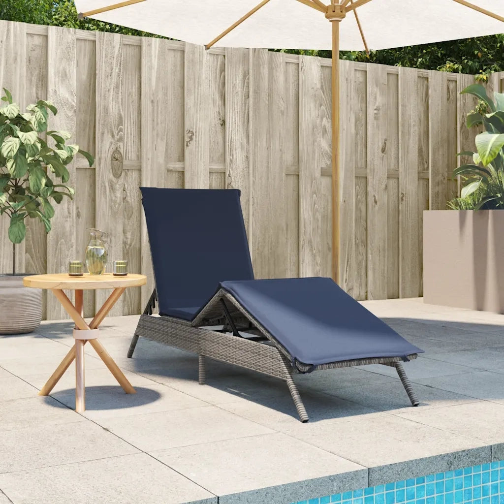 Lettino prendisole con Cuscino in Polyrattan Grigio 4002707