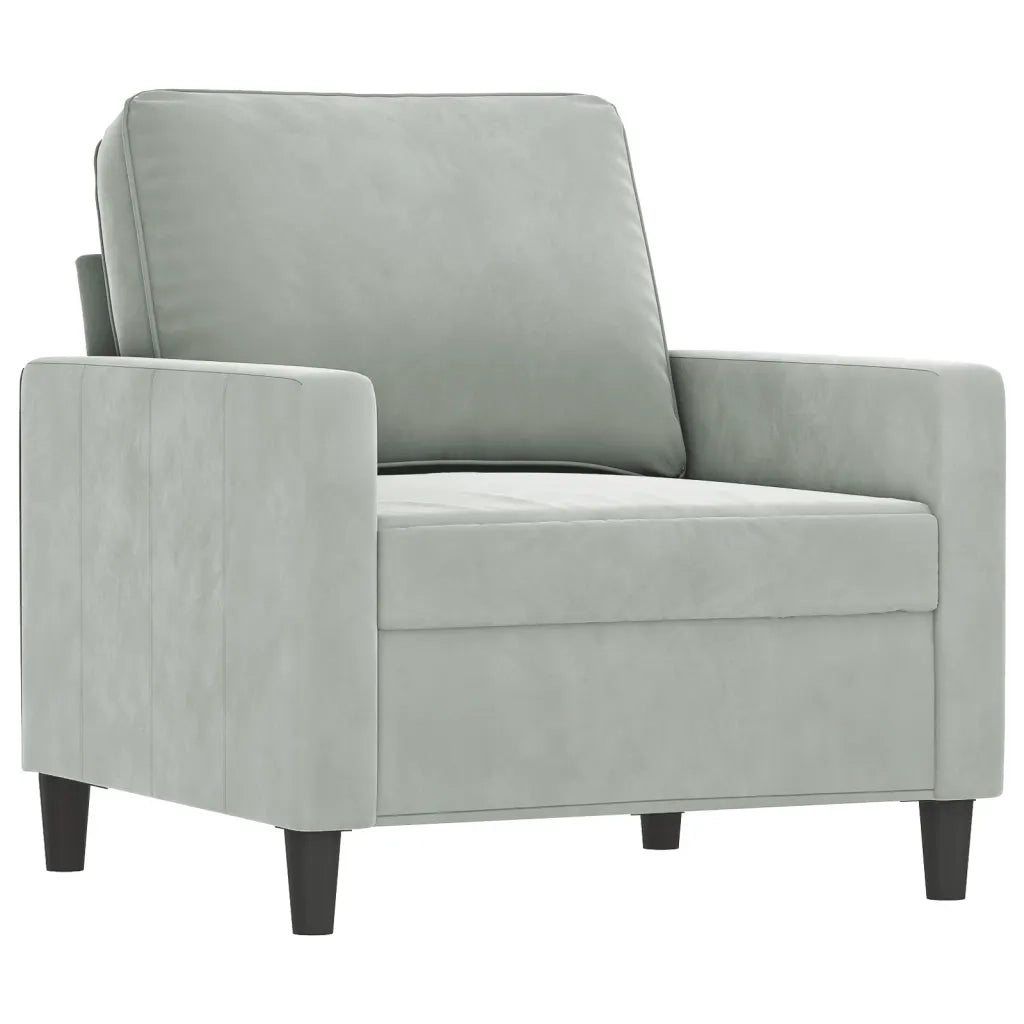 Set di Divani 3 pz con Cuscini Grigio Chiaro in Velluto