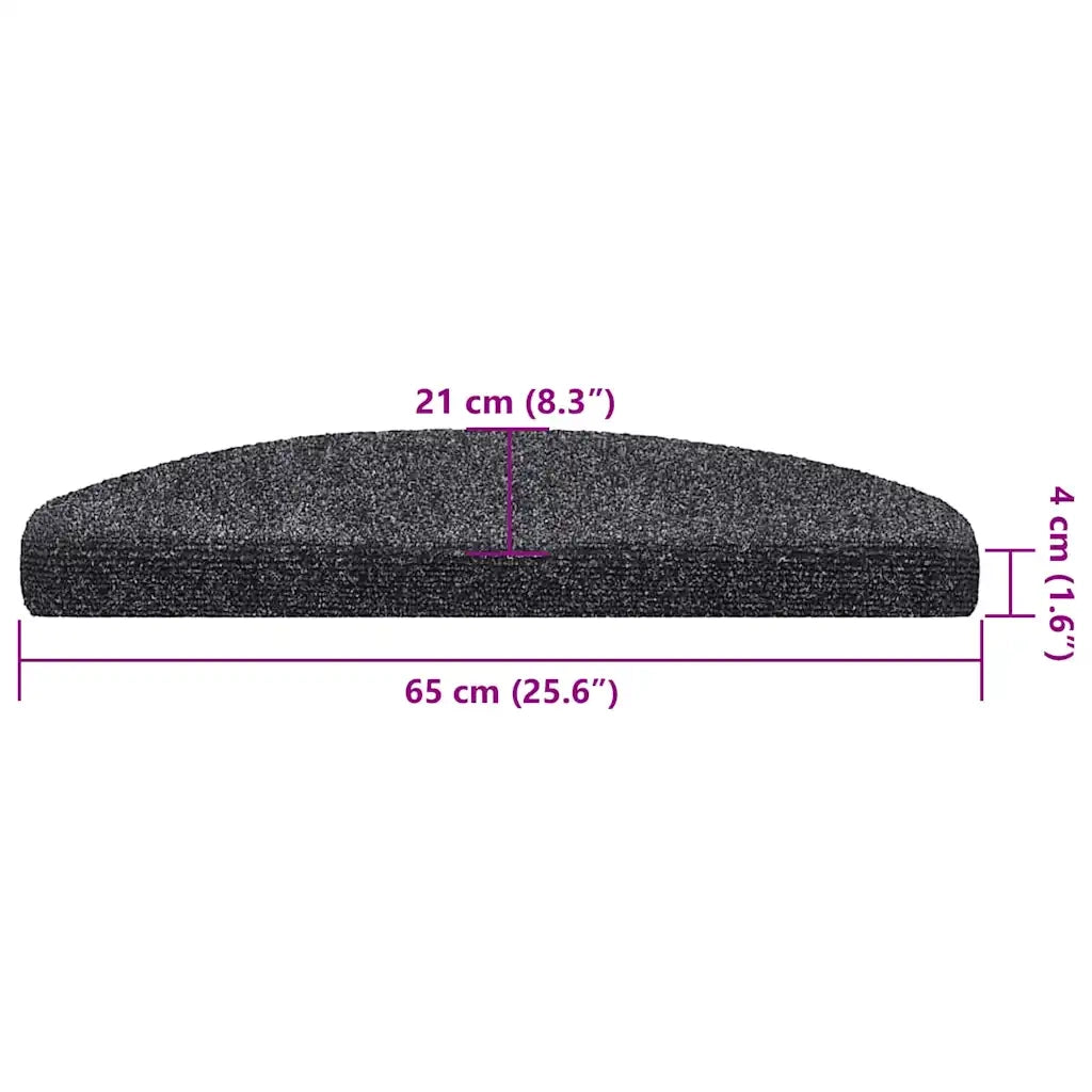 Tappetini per scale autoadesivi 30 pz 65x21x4 cm Grigio scuro Semicircolari Grandi 3365656