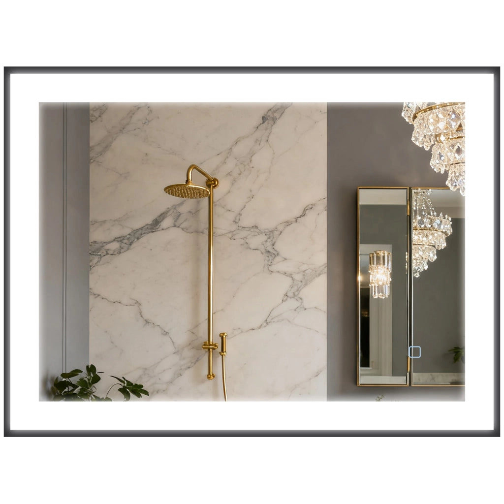 Specchio da Bagno con Luce LED ¨C Minimal ¨C Bianco 80x60 cm Antivaho IP44