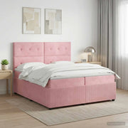 Letto box spring con materasso Rosa 200 x 200 cm Velluto 3454678