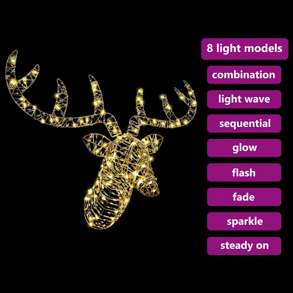 Slitta trainata da renna con 140 LED Bianco caldo Rattan 42019067