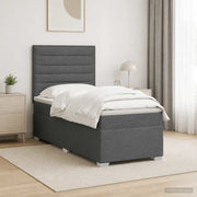 Letto con Box Spring, Materasso e LED Grigio Scuro 90 x 190 cm 3454965