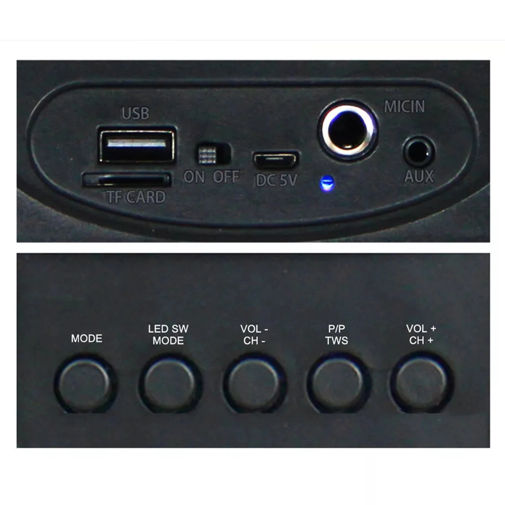 Trade Shop - Cassa Altoparlante Speaker Con Microfono Per Karaoke Giochi Luce Led Usb Aux 20w -