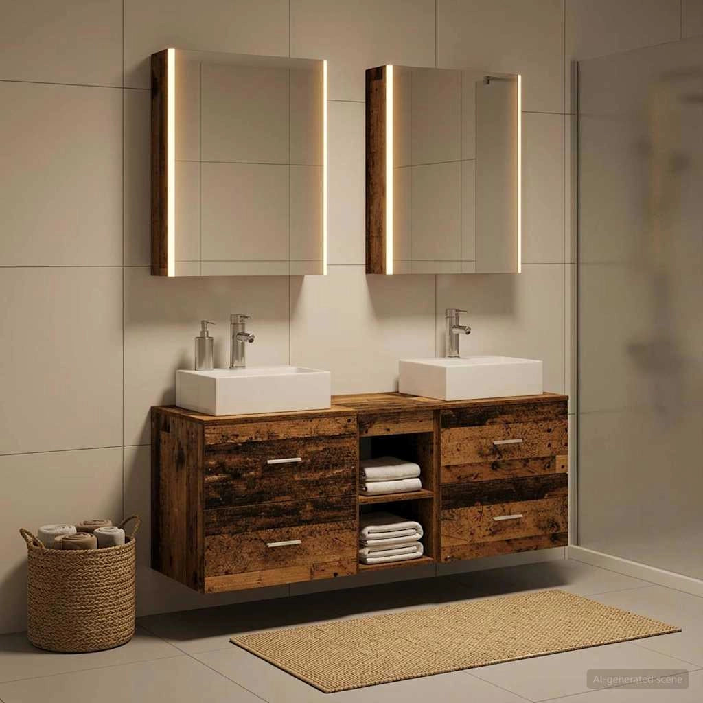 Set di mobili per il bagno 5 pz Legno antico 3406813