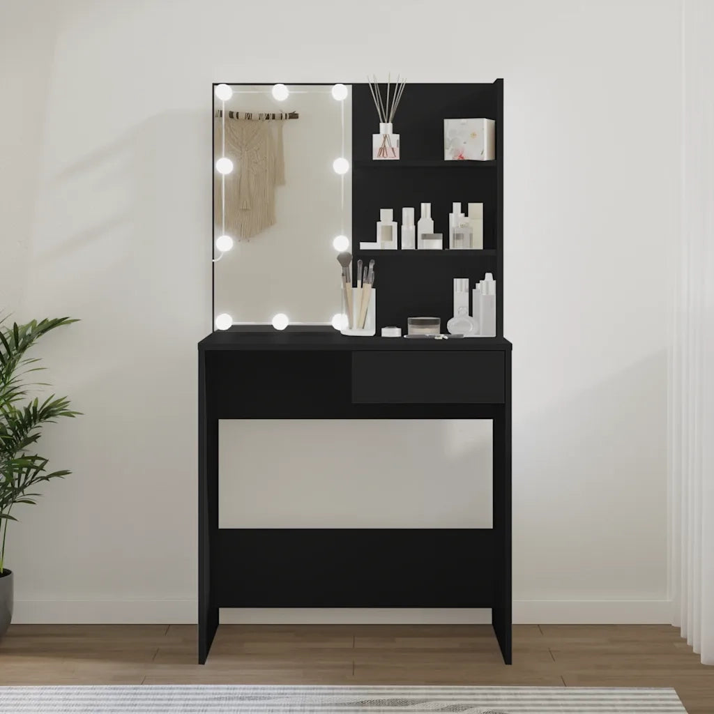 Toeletta con LED Nera 74,5x40x141 cm 808802