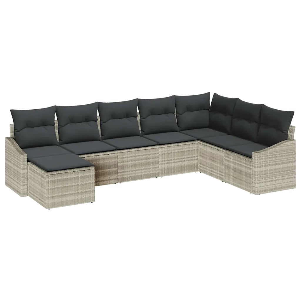 Set di divani con cuscino 8 pcs Grigio chiaro polyrattan 3346842