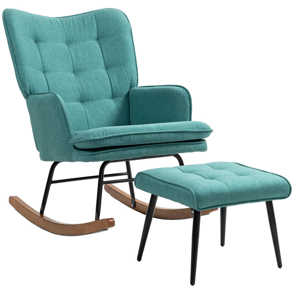 Poltrona Dondolo con Poggiapiedi e Braccioli ¨C Minimal ¨C Verde