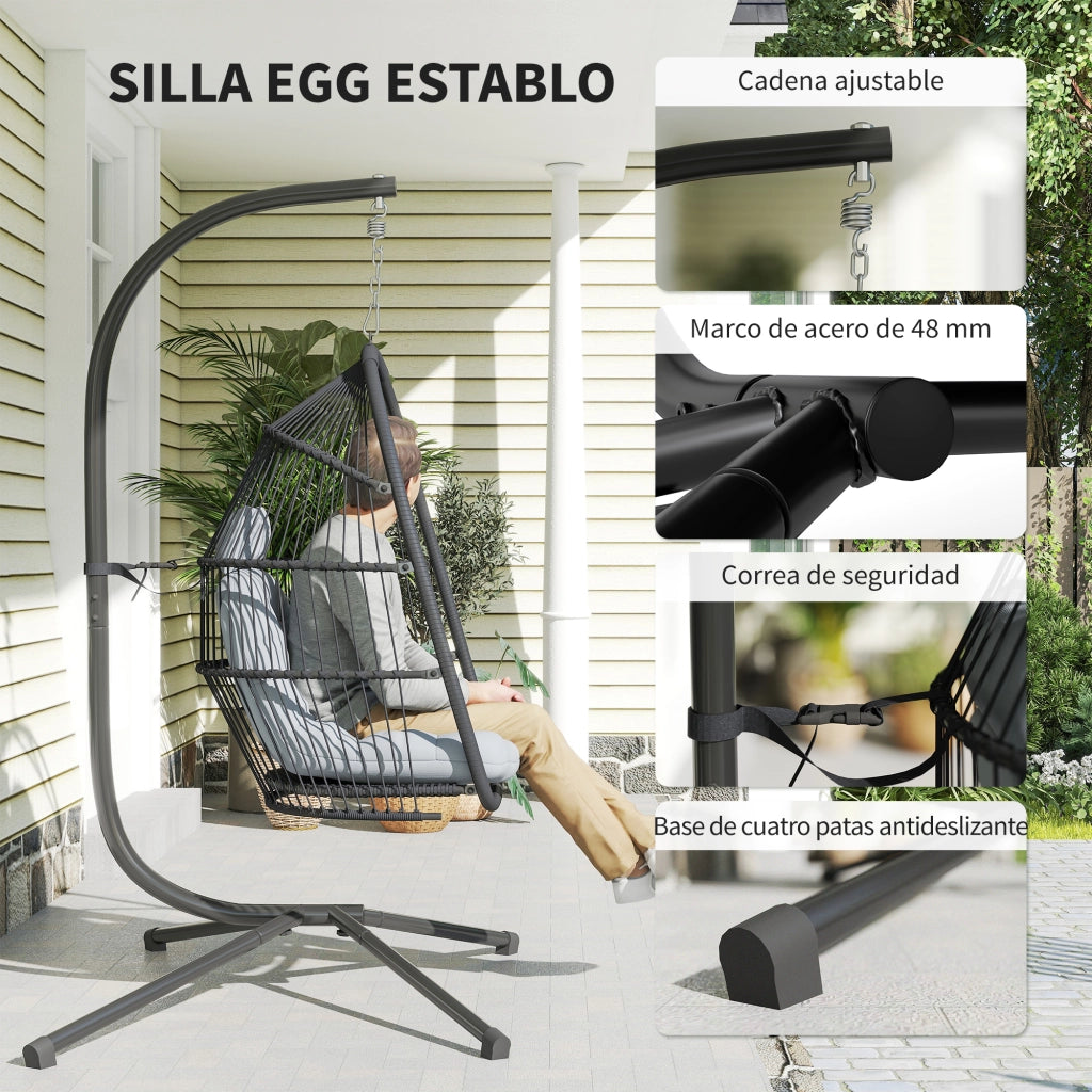 Sedia da pranzo sospesa ¨C zephmum ¨C grigio con cuscino