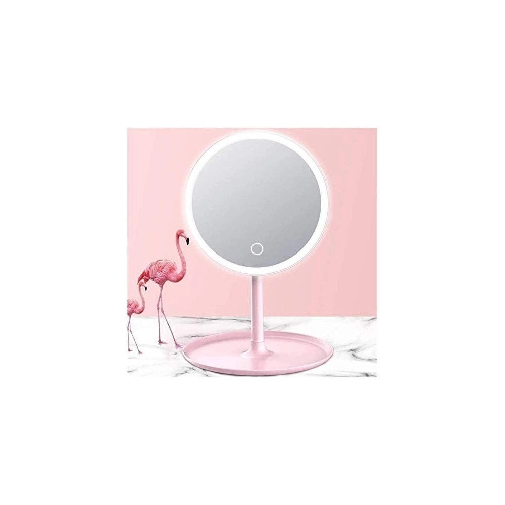 Trade Shop - Specchio Per Il Trucco Illuminato A Led Makeup Cosmetico Girevole Luce Ad Anello -
