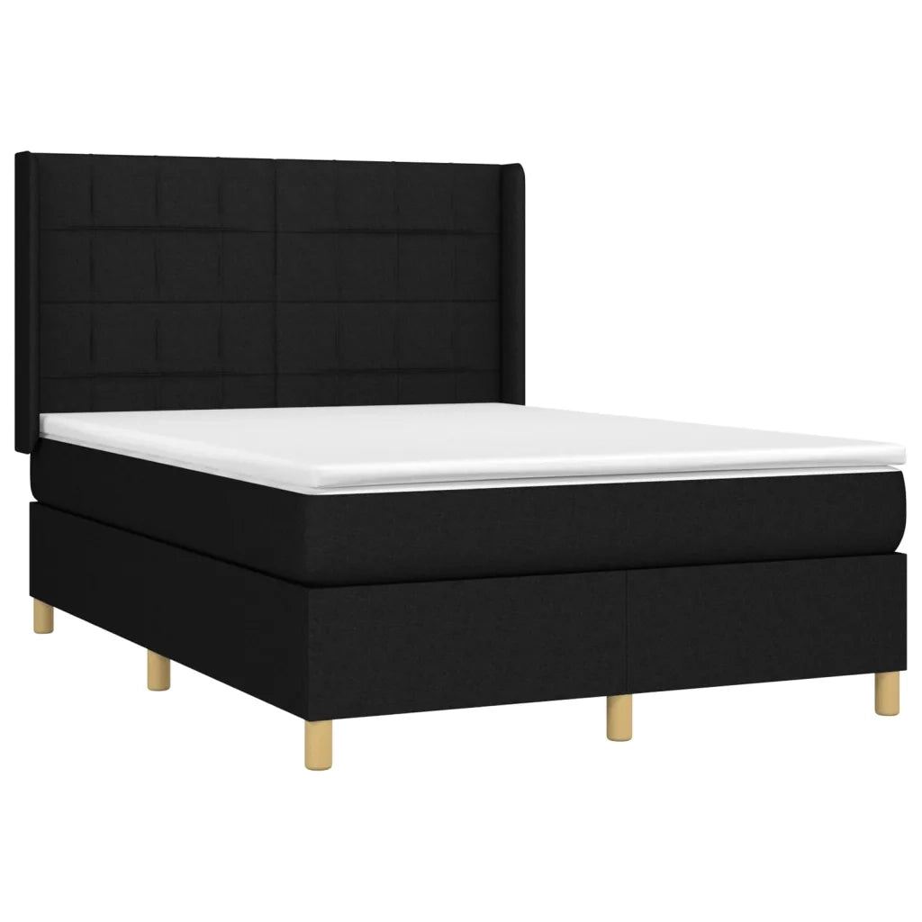 Letto a Molle con Materasso e LED Nero 140x200 cm in Tessuto 3138879