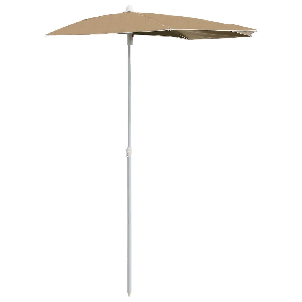Ombrellone Semicircolare da Giardino con Palo 180x90 cm Tortora 315562