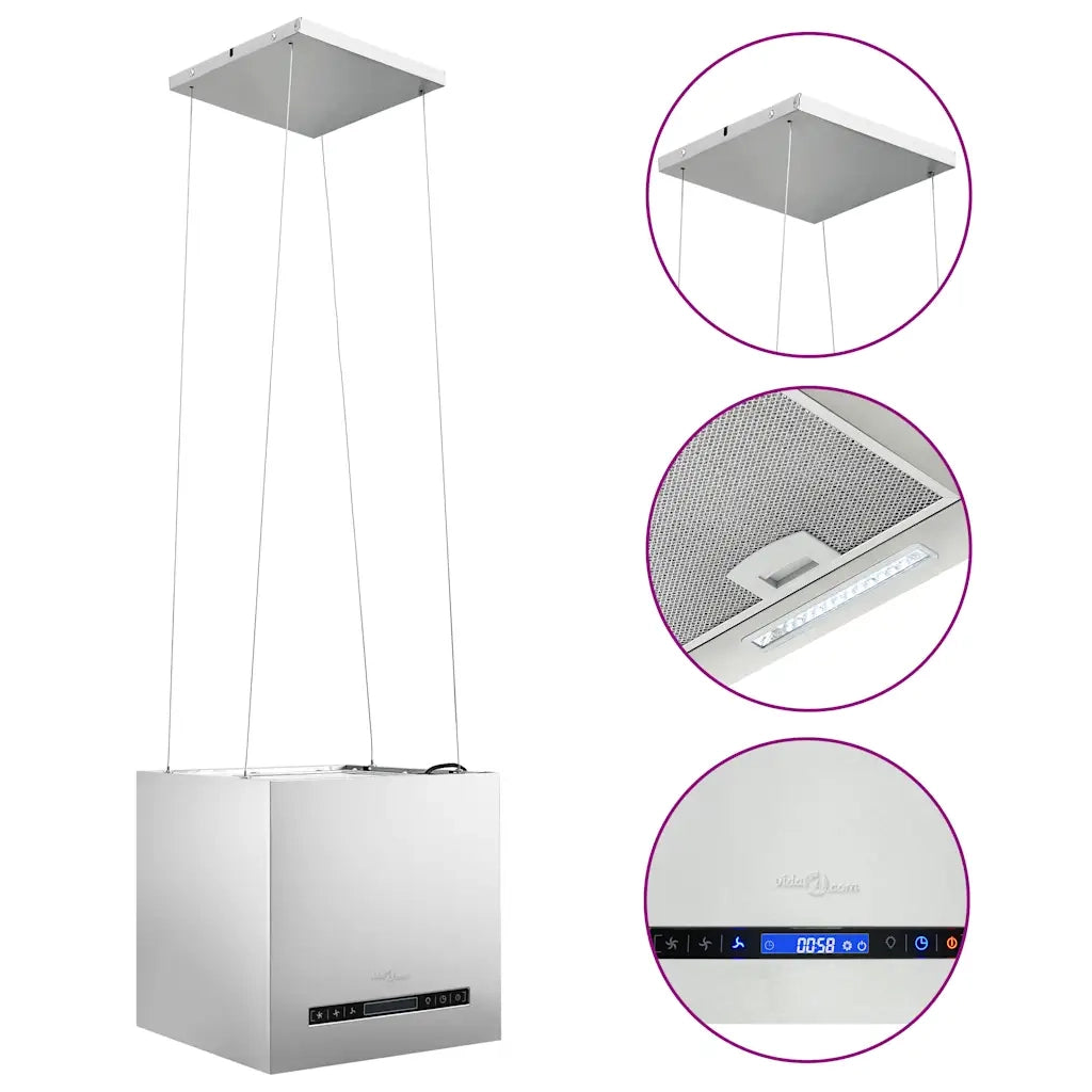 Cappa da Cucina ad Isola Sospesa LCD-Elettrodomestici da cucina con Sensore 37 cm Acciaio