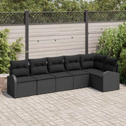 Set Divano da Giardino con cuscino 6 pcs Nero polyrattan