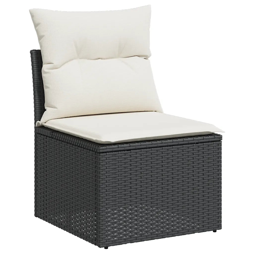 Set Divani da Giardino con Cuscini 8 pz Nero in Polyrattan