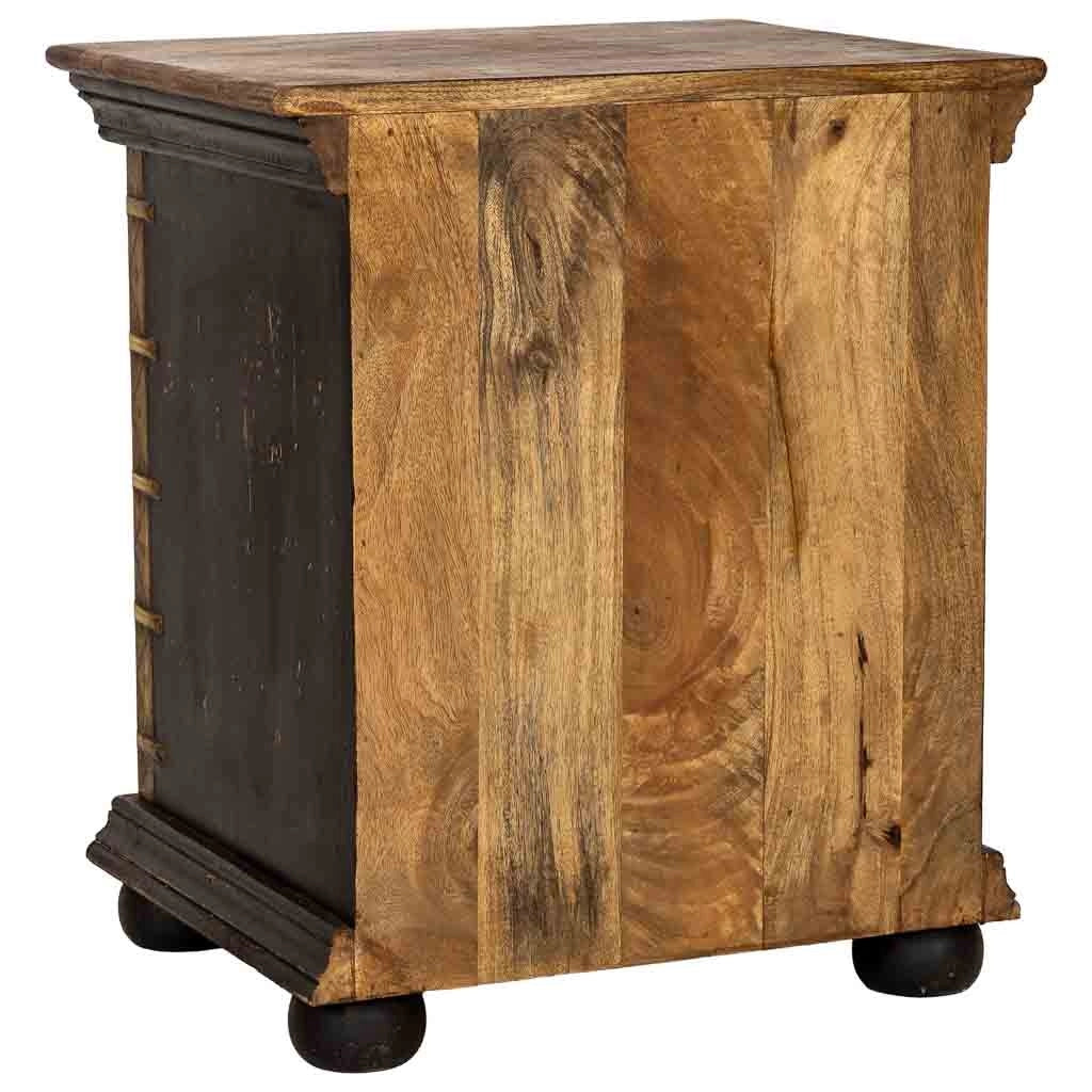 Comodino in legno nero, realizzato a mano, 50x40x59 cm