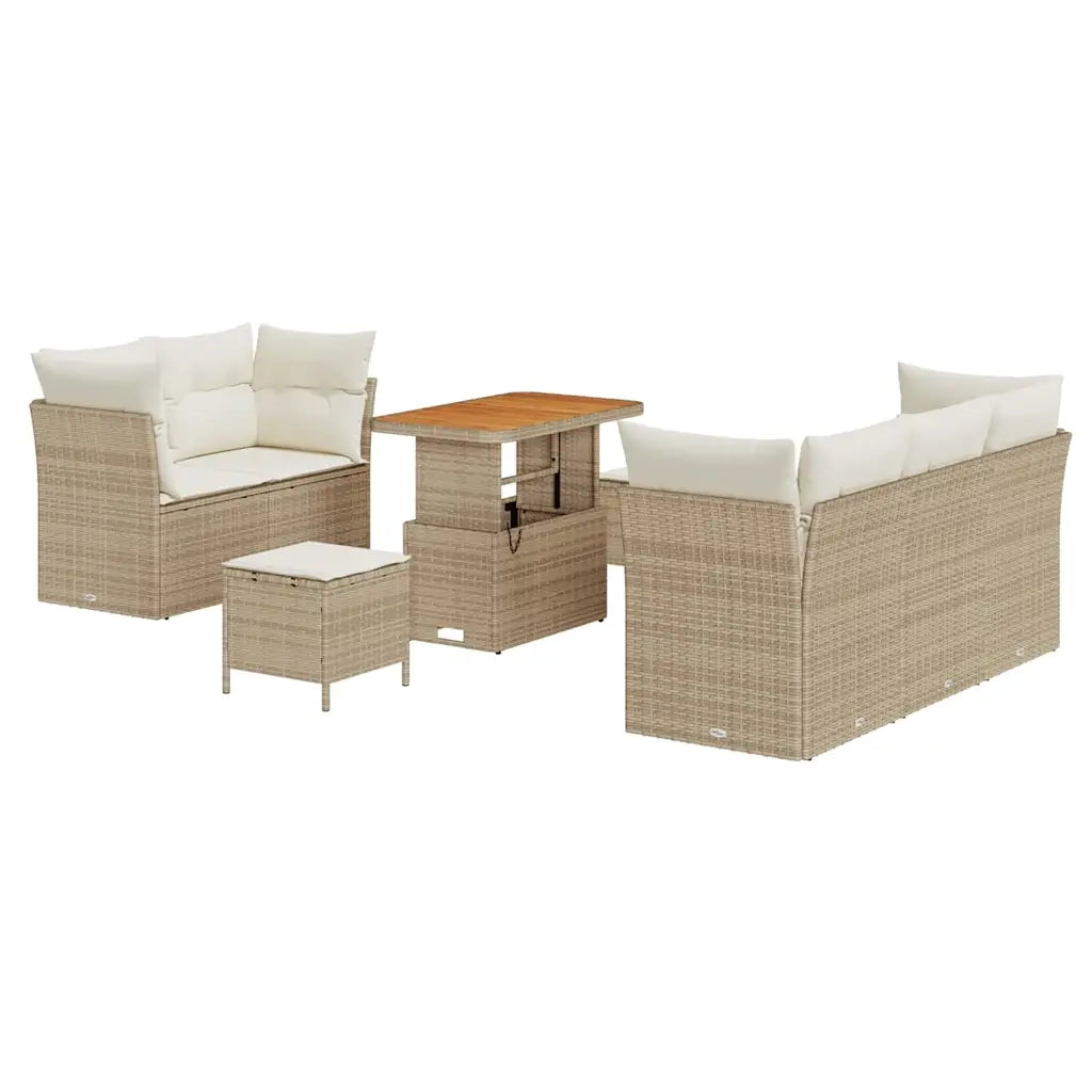 Set Divano da Giardino con cuscino 8 pcs beige e panna