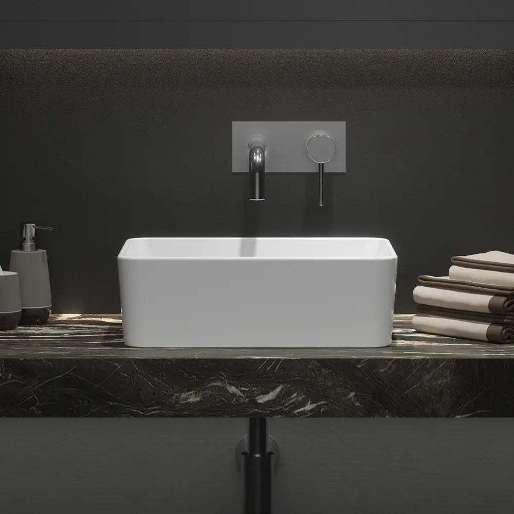 Lavabo da appoggio rettangolare 40x30x13 cm Bianco