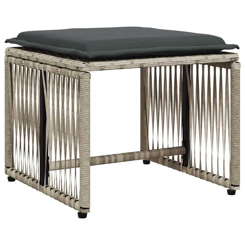 Set da Pranzo da Giardino 7 pz Cuscini Polyrattan Grigio Chiaro 369014