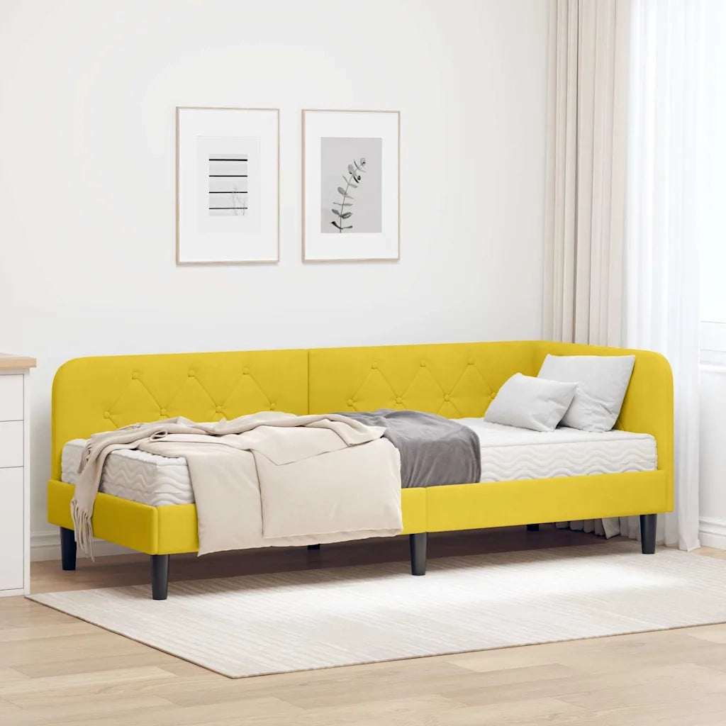 Cornice del letto ad angolo Giallo 80 x 200 cm Velluto