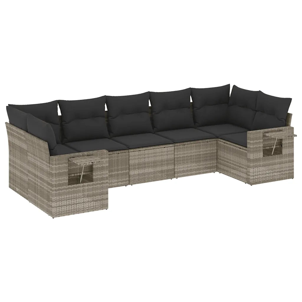 Set Divani da Giardino 7pz con Cuscini Grigio Chiaro Polyrattan 3252929