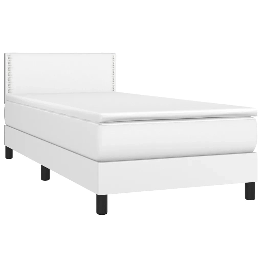 Giroletto a Molle con Materasso-Struttura Letto Bianco 100x200 cm in Similpelle 763188