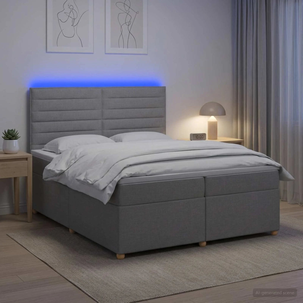 Letto box spring con materasso Grigio Chiaro 200 x 200 cm 3455420