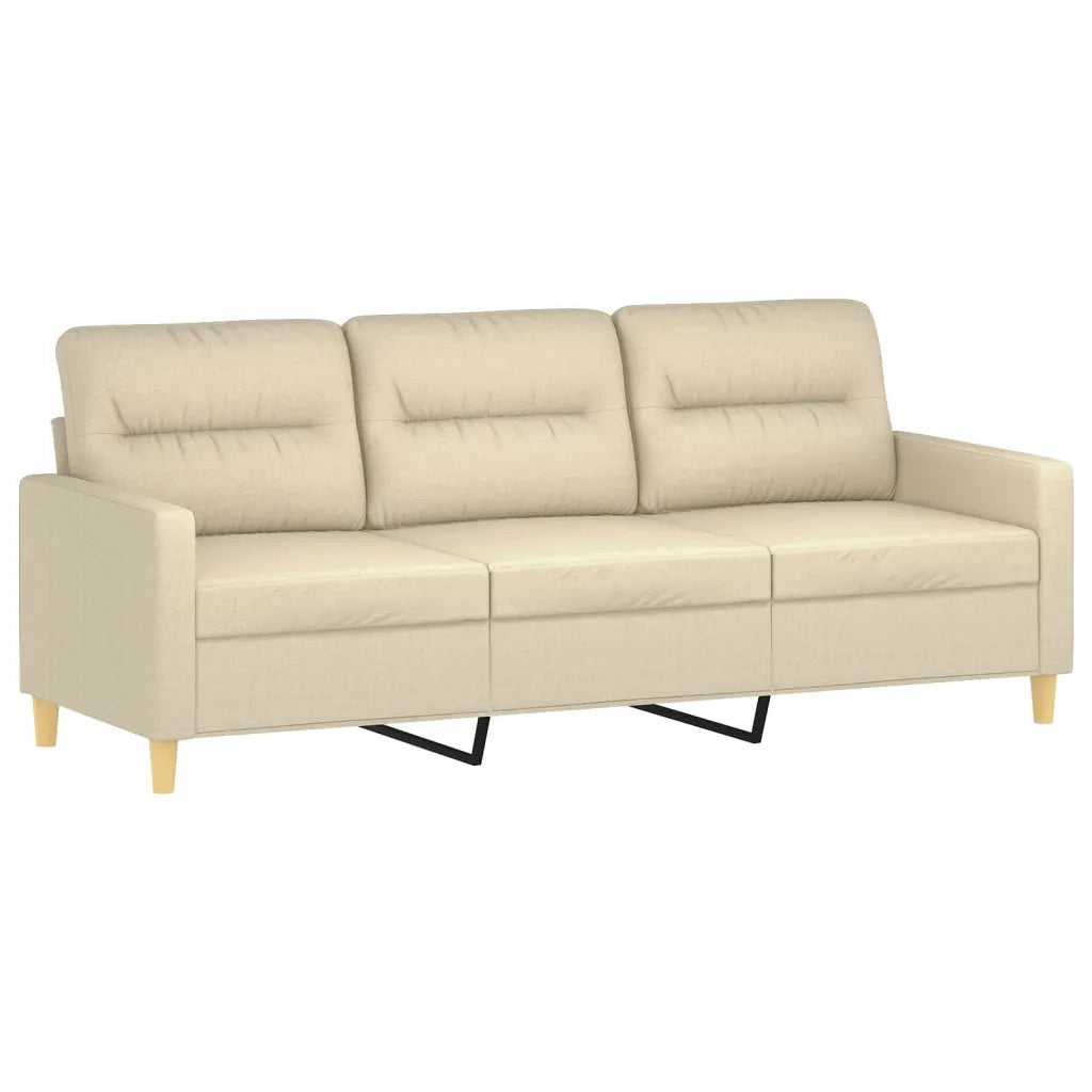 Set Divani 4 pz con Cuscini Crema in Tessuto