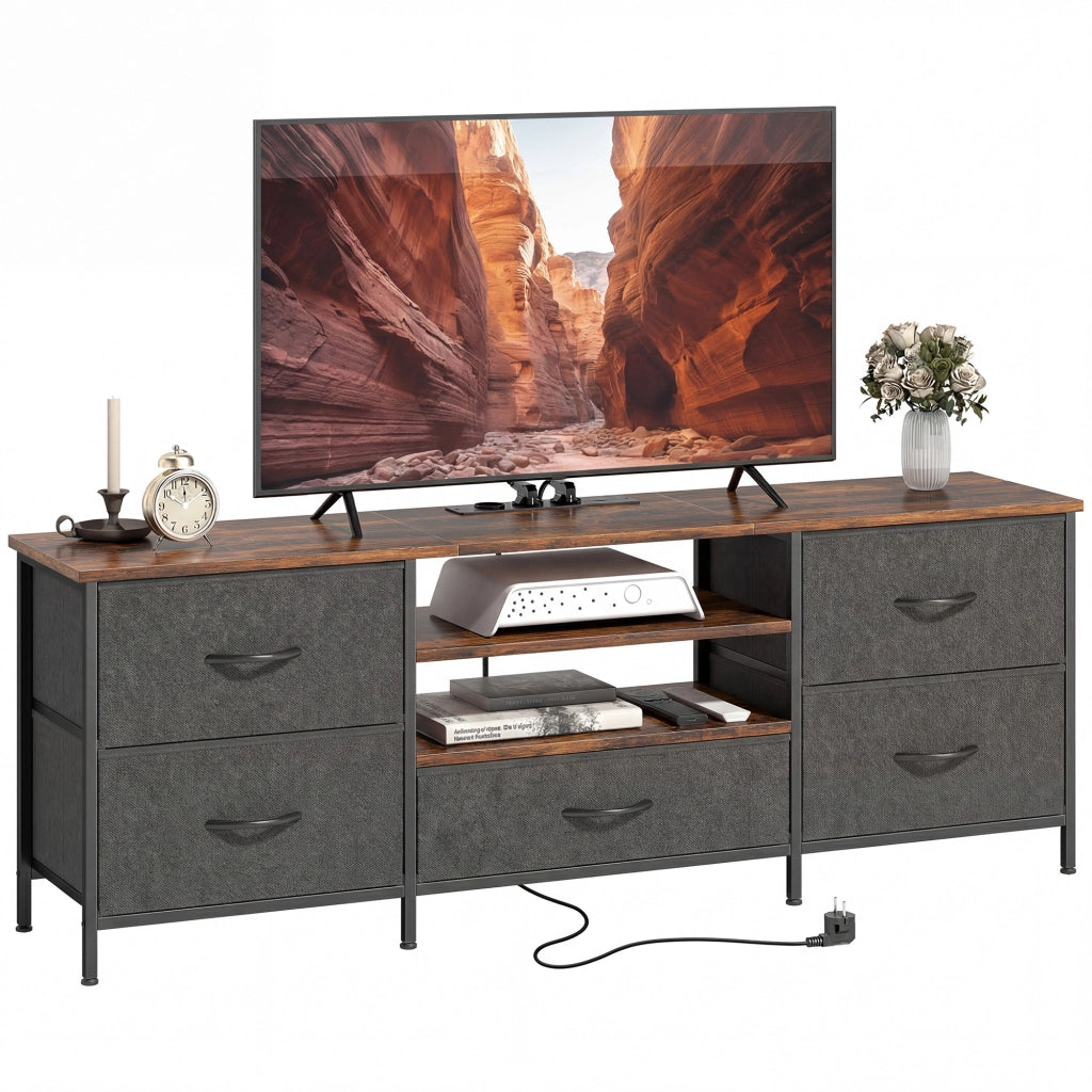 Mobile TV con cassetti e ripiani ¨C Minimal ¨C marrone 140x30x50 cm