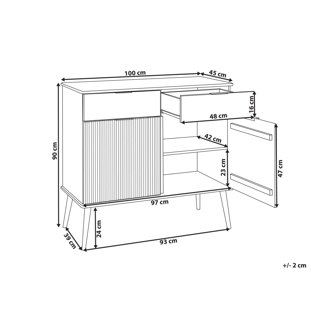 Credenza con 2 cassetti e 2 ante in legno chiaro in stile rustico classico