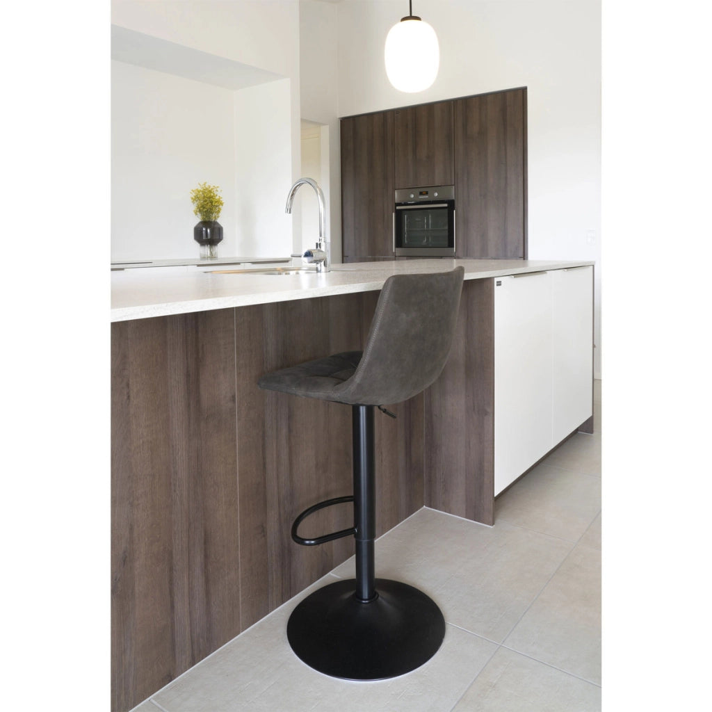 Set 2 sgabelli da bar Middelfart in microfibra grigio scuro con base nera