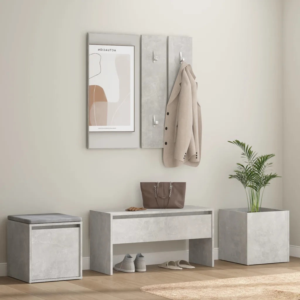 Set di Mobili da Corridoio Grigio Cemento in Legno Multistrato 3082066