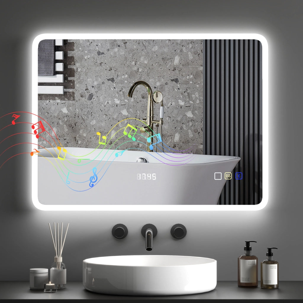 Specchio da Bagno con Luce LED ¨C Minimal ¨C Bianco 80x60 cm