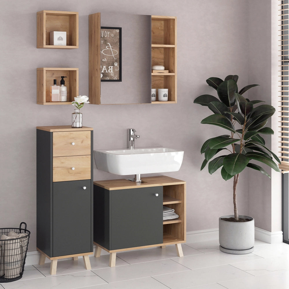 Vicco Set mobili bagno Antracite 4 parti